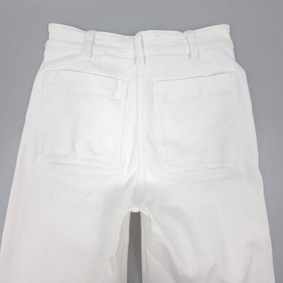EVERLANE Minimal High Rise Wide Leg Cropped Utility Pant Culotte Jeans White 0 - Picture 6 of 7